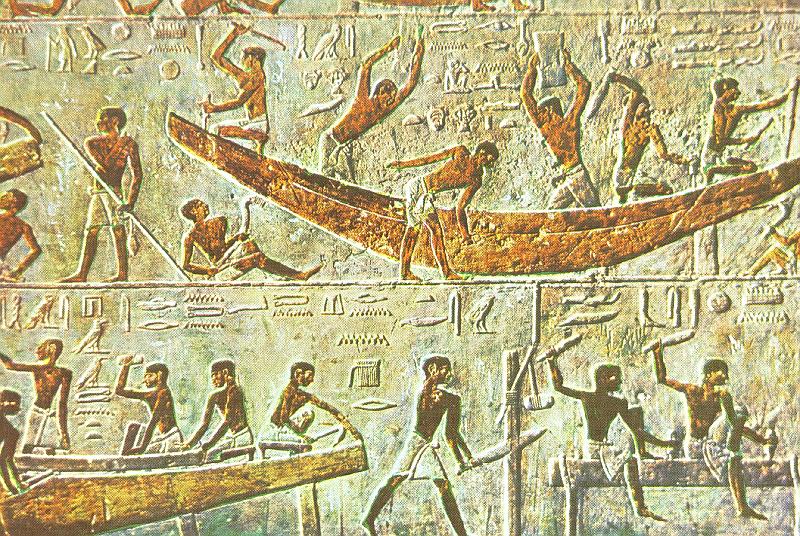 Egypt-15-unknown.jpg - Sakkara, Ti-Mastaba, Ship building scence 2560 B.C. (Photo unknown)