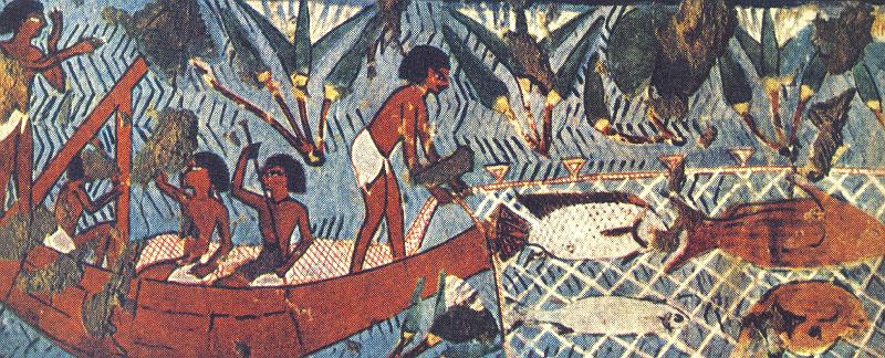 Egypt-29-unknown.jpg - Deir el Medina, Tomb of Ipoui, Fishing with nets in the Nile (Photo unknown)