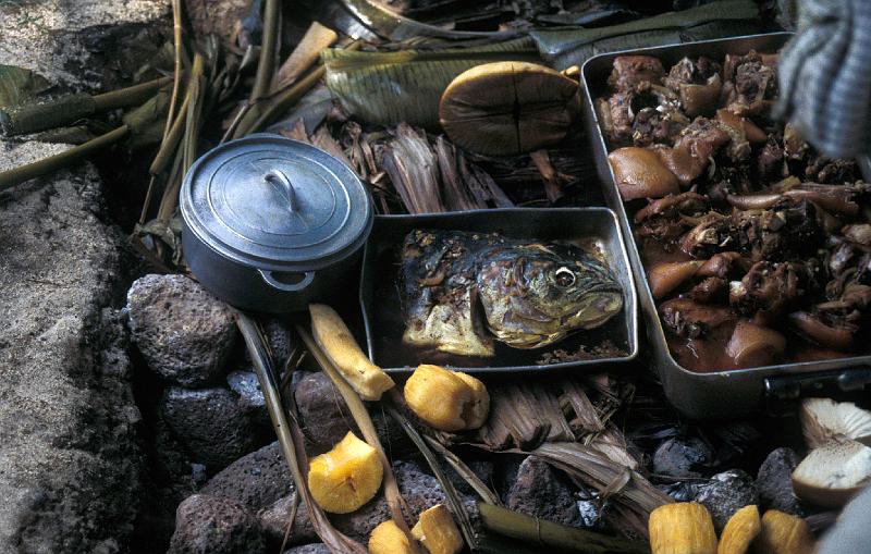 FranzPoly-16-Seib-1994.jpg - Traditional earth oven, Bora Bora (© Roland Seib)