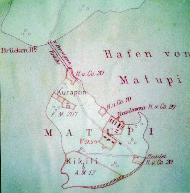 PNG7-13.jpg - German map of Matupi (source photo: New Guinea Club & Rabaul Museum, Rabaul)(Photo by Roland Seib)