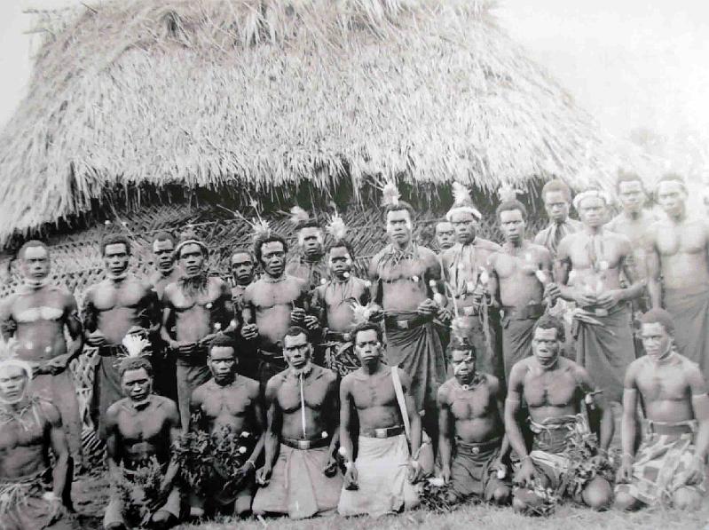 PNG7-16.jpg - Tolai policemen with traditional regalia (source photo: exhibition “Tupela Poroman”, New Guinea Club & Rabaul Museum, Rabaul)(Photo by Roland Seib)
