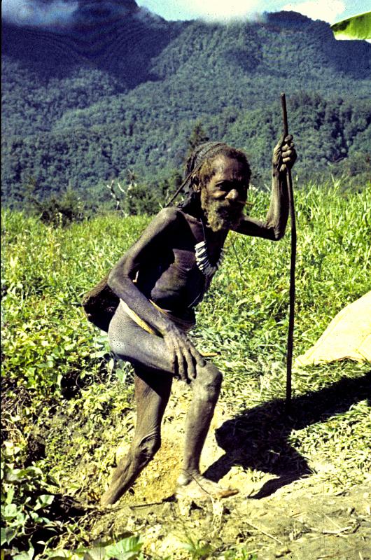 Papua1-35-Zoellner.JPG - Old Yali man, Pakayeg, Angguruk, Yahukimo regency, Highlands (1963)(Photo by Siegfried Zöllner)