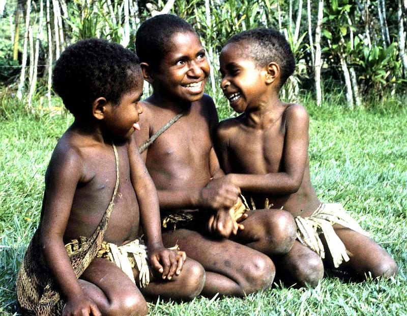 Papua1-38-Zoellner.JPG - Three Yali girls, Angguruk, Yahukimo regency, Highlands (1973)(Photo by Siegfried Zöllner)