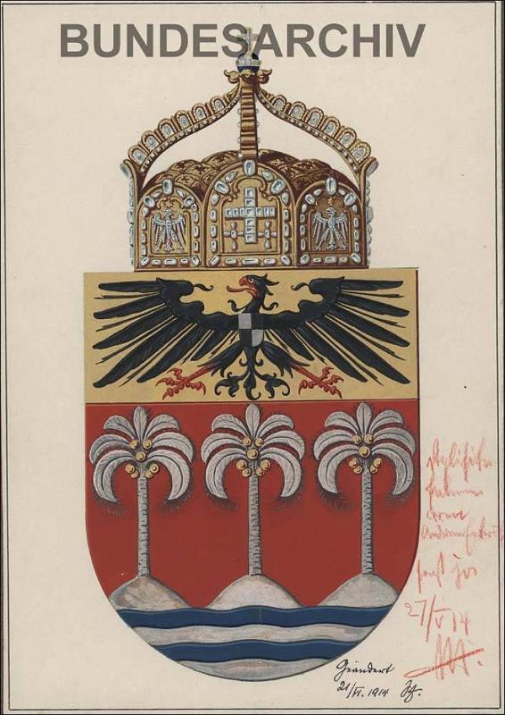 Samoa-43-Bundesarchiv.jpg - Design of a coat of arms for Samoa in 1914, signed by Kaiser Wilhelm II (source: Bundesarchiv; http://www.bundesarchiv.de/oeffentlichkeitsarbeit/bilder_dokumente/01081/index-0.html.de; accessed: 23.1.2012)