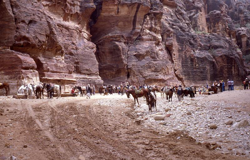 Jordan-09-Seib-1980.jpg - In front of the main entrance leading to the city of Petra, a historic and archaeological city in southern Jordan (photo by Roland Seib)