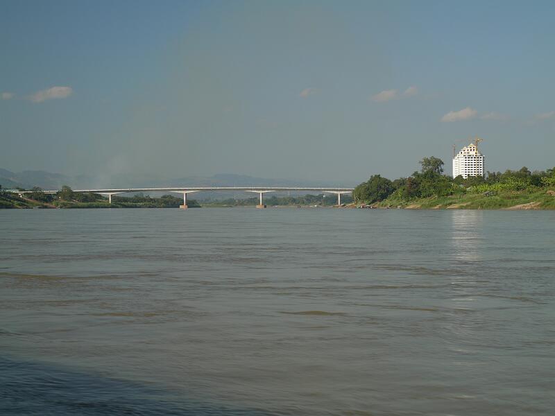 Laos1-88-Seib-2025.JPG - End of the boat trip behind the fourth Thai-Lao Friendship Bridge, built in 2014, with the construction of a new casino (Photo by Roland Seib)
