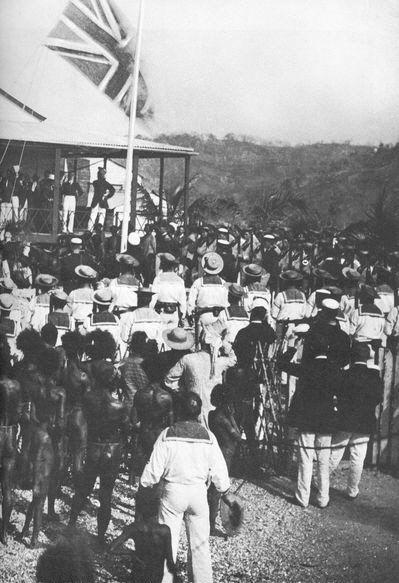 HistPOM-05-1883.jpg - Rising the British flag 1883 (source: https://sites.google.com/site/moresbyhistory/; accessed: 3.2.2013)
