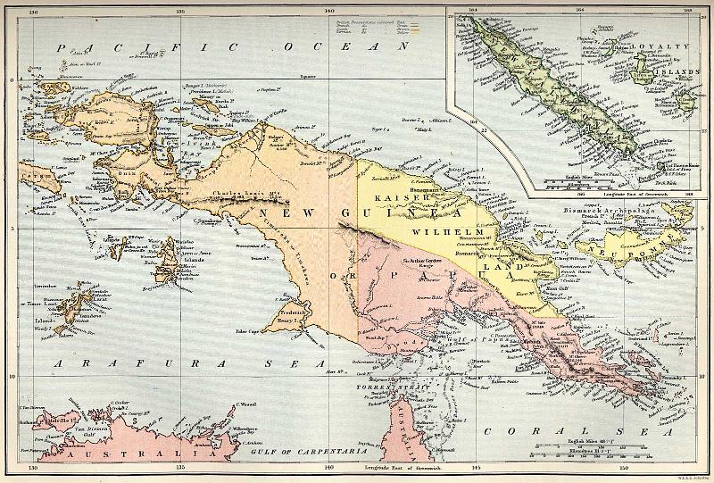 HistPOM-07-Wikimedia-1884.jpg - Map of the island New Guinea 1884 (source: http://commons.wikimedia.org/wiki/File:New_Guinea_and_New_Caledonia_1884_%28Papua_New_Guinea%29.jpg; accessed: 3.2.2013)