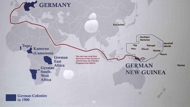 PNG7-02.jpg - Map of German Colonies in 1900 (source: exhibition “Tupela Poroman. Old Ties and New Relationships”, East New Britain Historical and Cultural Centre, Kokopo)(Photo by Roland Seib)