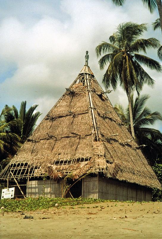 Papua1-41-Reuter.jpg - Taditional ceremony house, rebuilt in a village museum, now abandoned again, Depapre near Jayapura (2003)(Photo by Klaus Reuter)
