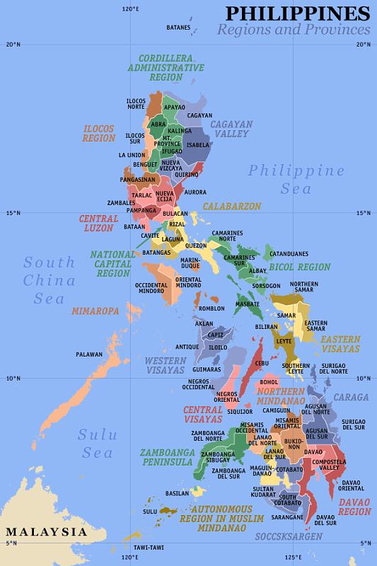 Philippines-01-Map.png - Regions and Provinces (source: Wikimedia Commons, http://en.wikipedia.org/wiki/File:Ph_regions_and_provinces.png; accessed: 11.6.2012)