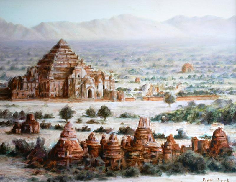 Seib-2010-Kunst-03-Kugler.jpg - Pagan, Burma 1986, Werner Kugler, Cologne 2002, oil on canvas, w 49 × h 38  (Photo by Roland Seib)