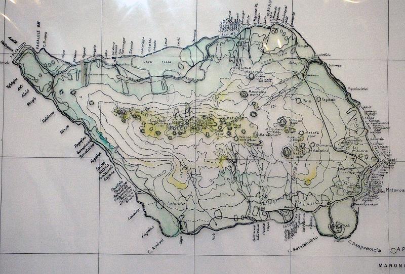 Samoa-03-Seib-2011.jpg - Map of Savaii, Museum of Samoa, Apia (Photo by Roland Seib)