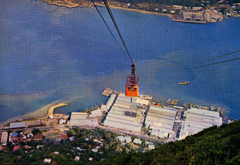 USsamoa-14-Seib-2011.jpg - View of the Cable Car with the longest cable span in Pacific with 1800 meters or 6000 feet, Tuna Cannery and Fagatogo from Mt. Alava lookout (source: Trade Winds Post Cards, Port Vila, New Hebrides).